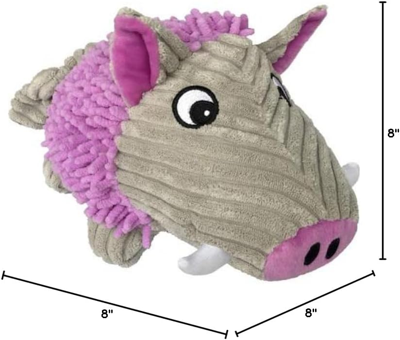 Petlou Durable Dog Plush Pastel Pals Toys with Squeakers and Crinkle in Multi-Size New Desgin (Purple, 8" Pastel Pals Warthog)