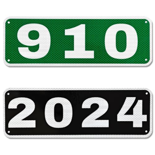 911 Address Reflective Sign - House Numbers for Outside, Custom Mailbox Plaque, Solid Aluminum Waterproof Rustproof Address Plaque, Outdoor Yard Fence, 3 Sizes 7 Colors (Horizontal)