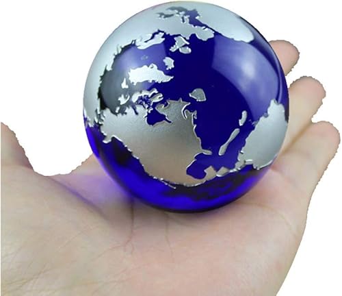 Mármoles de cristal Globo de la Tierra Mapa del mundo Cristales de cuarzo Esfera Terrario Escritorio Adornos Náutica Decoración del Hogar... (Plata)