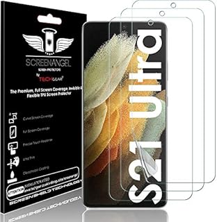TECHGEAR [3 Pack] Screen Protector fits Samsung Galaxy S21 Ultra [Screen Angel Edition] [In-Display Fingerprint Support][Case Friendly] [Bubble Free] [FULL Screen Coverage] HD Clear Flexible TPU Film