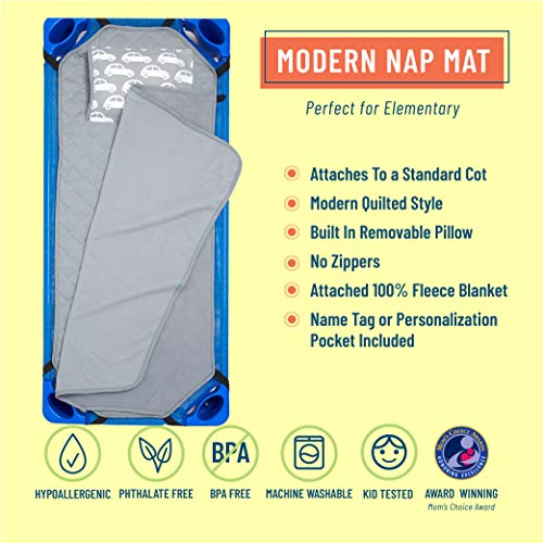 Wildkin Kids Modern Nap Mat with Pillow for Toddler Boys & Girls, Ideal for Daycare & Preschool, Features Elastic Corner Straps, Cotton Blend Materials Nap Mat for Kids, BPA-free (Cars) - Thumbnail 2