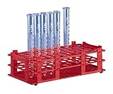 Reagenzglasgestell, PP, 265x126x88 mm f. 32 Röhrchen bis Durchmesser 25 mm rot