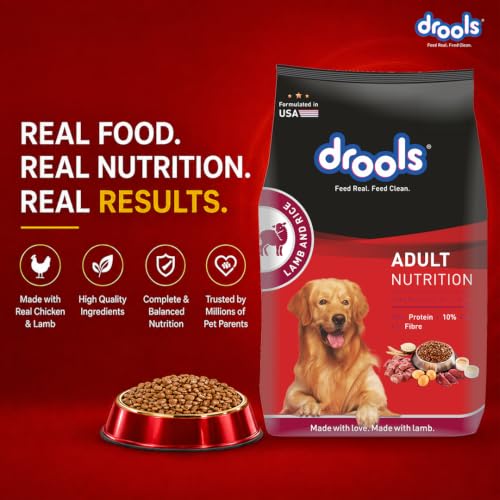 Image of Drools Adult Dry Dog Food 2.8kg + 1kg | Lamb and Rice Flavour | Supports Skin Nourishment and Coat Radiance | Promotes Healthy Digestion | Natural Antioxidants | Strengthen Immunity