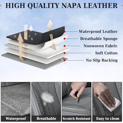 Image of Coverado Car Seat Covers, Rear Car Protectors, Leather Seat Covers, 3-Piece Waterproof Automotive Seat Covers for Back Seats Universal Fit for SUVs & Cars, All-Weather Protection