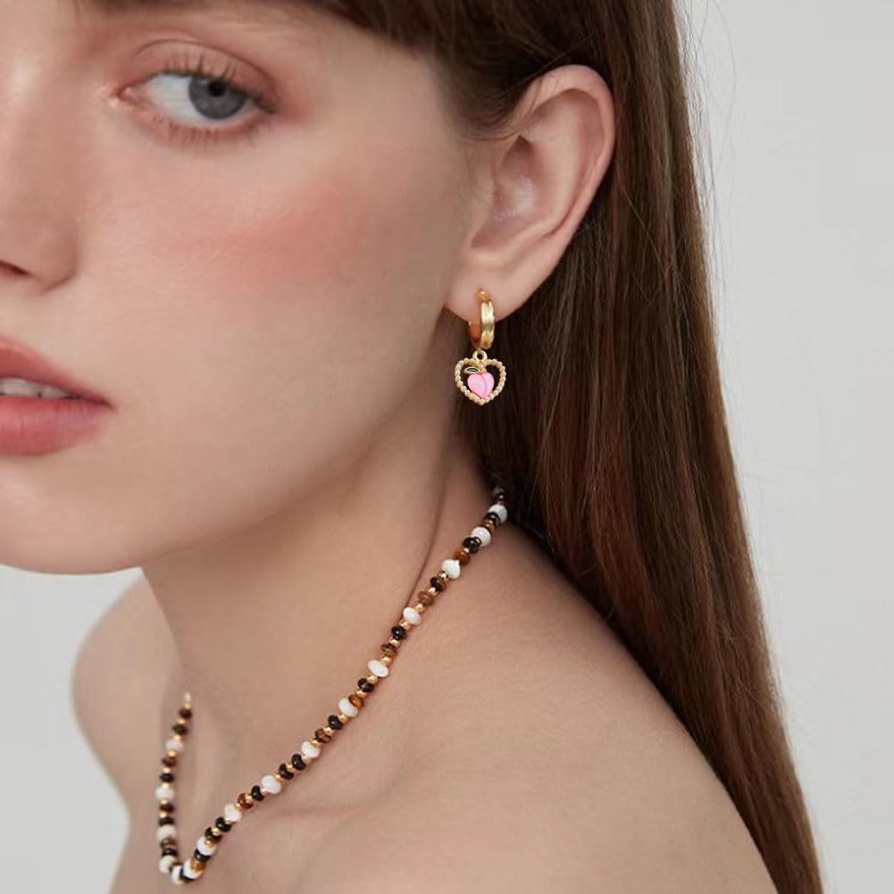 Cute Pearl Love Peach Fruit Charm Alloy Enamel Charm 20 Pcs Sweet Style Decoration Charms Accessories Making Earring Necklace Bracelet Keychains Pendant - Image 7