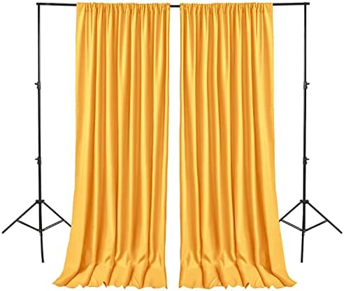 Hiasan Orange Yellow Backdrop Curtains for Parties, Polyester Photography Backdrop Drapes for Family Gatherings, Wedding Decorations, 5ftx7ft, Set of 2 Panels
