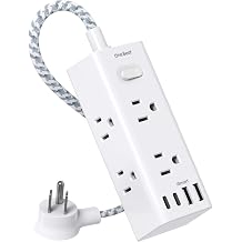 One Beat Short Extension Cord 1Ft, Flat Plug Power Strip Surge Protector - 6 Widely Outlets with 4 USB Ports 2 USB C, Wall Mount Small Power Strip for Travel, Home Office College Dorm Essentials