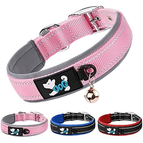 AUAUY Reflective Nylon Dog Collar with Neoprene Padding Cover