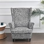 MINGPINHUIUS Wingback Chair Covers - Super Soft Stretch Wing Chair Slipcover Wing Back Chair Cover 2 Piece Set Armchair Covers Furniture Protector for Living Room Bedroom Hotel (Carlo)