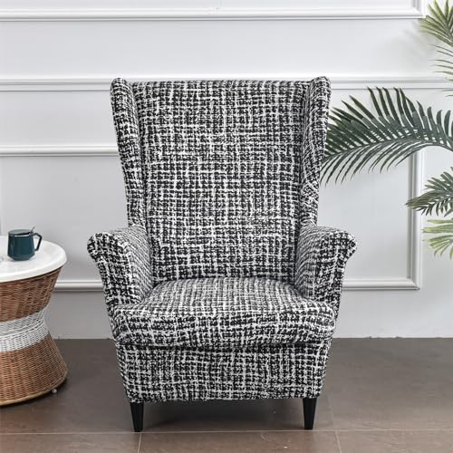 MINGPINHUIUS Wingback Chair Covers - Super Soft Stretch Wing Chair Slipcover Wing Back Chair Cover 2 Piece Set Armchair Covers Furniture Protector for Living Room Bedroom Hotel (Carlo)