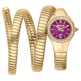 Just Cavalli Signature Snake Vita Gold Dial Purple Watch JC1L355M0035