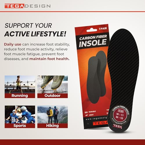 TEGA Carbon Fiber Insole (1 Pair) - for Turf Toe, Foot Fractures, Hallux Rigidus and Limitus - Rigid Shoe Insert for Sports, Hiking, Trekking, Basketball, Running - Alternative to Post Op Shoe (W7.5) by TEGA - Image 5