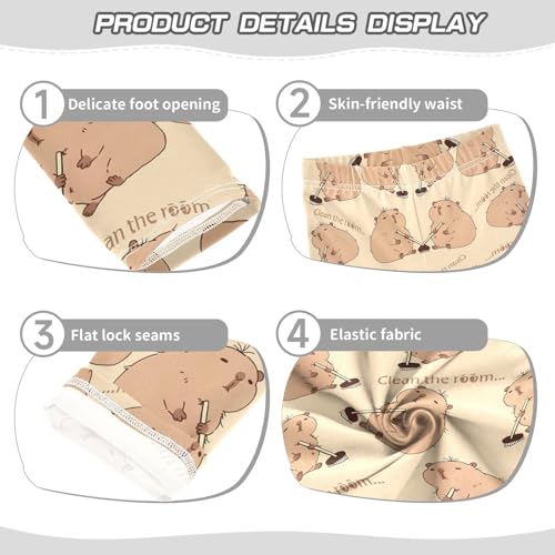 Cute Cartoon Capybara Girls Leggings Soft Stretch Workout Yoga Dance Pants for Kids Casual Tights3