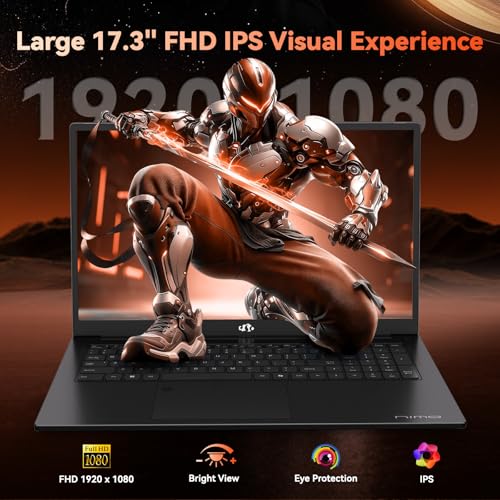 Image of NIMO Light-Gaming-Laptop, 17.3 inch FHD Computer with AMD 8-Core R7 7735HS 64GB DDR5 RAM 2TB SSD (Up to 4.75GHz, Beat i7-12650H) Radeon 680M GPU 100W Fast PD for Content Creators & Student 2Y Warranty