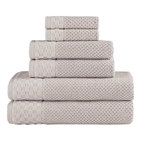 Classic Turkish Towels - Soft Textured and Quick Dry - 6 Piece Luxury Towels for Bathroom - 100% Turkish Cotton - 2 Bath Towels, 2 Washcloths and 2 Hand Towels Set (Platinum) Cover