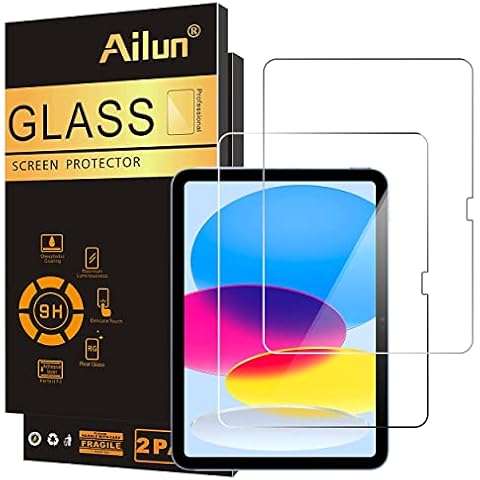 Ailun 2 Pack Screen Protector for iPad 10th Generation 10.9 Inch Display 2022 Tempered Glass [Face ID & Apple Pencil Compatible] Ultra Sensitive Case Friendly [2 Pack] Cover
