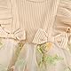 JiAmy Baby Mädchen Kleid Sommer Rüschen Kurzarm Blume Stickerei Strampler Tüll Kleider Neugeborenes Baby Mädchen Kleidung für 3-6 Monate Beige