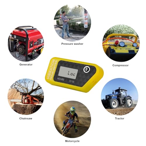 Runleader Digitaler drahtloser Betriebsstundenzähler, vibrierender Betrieb für Golfwagen, Traktor-Generator-Hochdruckreiniger und benzin-/dieselbetriebene Maschine. (016B-B1-YE) Marke: Runleader