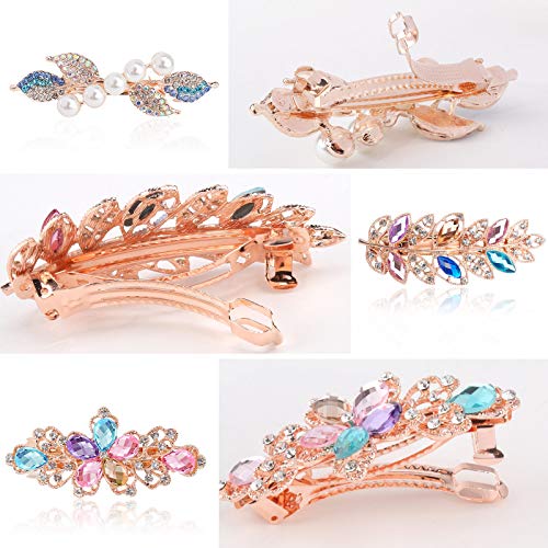 Aco-Uint 5 Pack Hair Barrettes For Women, Crystal Hair Clips Barrettes For Thick Hair Butterfly Hair Clips Decorative Hair Pins French Hair Clips For Girls Rhinestone Hair Accessories For Women (Style1) #TOP5