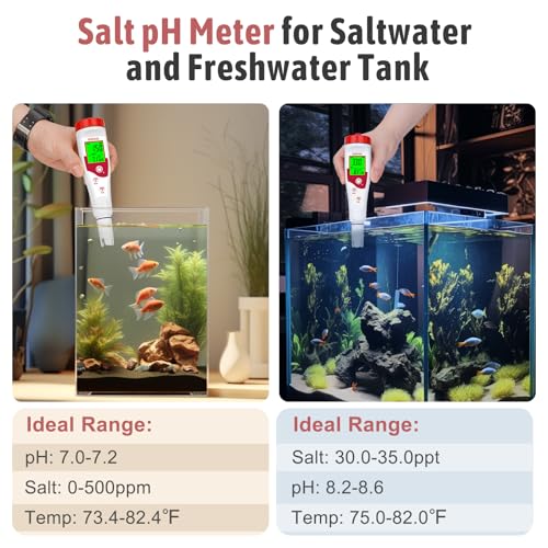 Gidigi GX-PEST05 Pool Salt Tester Ph Meter New Update Digital Ph Tester Salinity Meter With Multiple Parameters Display For Pool Water Quality Tds Ec Salt Meter thumb #5