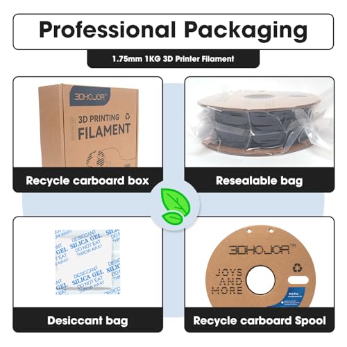 Image of 3DHoJor PLA Pro (PLA+) Filament 1.75mm 3D Printing Filament Bundle 1kg*2 (4.4lbs) Dimensional Accuracy + /- 0.03 mm-2 Pack Black+Cold White