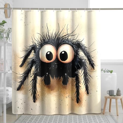 Set di tende da doccia con tarantola per bambini, tenda da doccia a forma di ragno, accessori per il bagno con insetti alla moda, motivo stampato decorativo, 162 x 183 cm