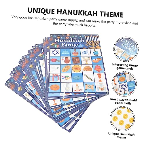 ibasenice 1zestaw Bingo Hanukę Osobowy Kart Do Gry Wesoła Dekoracja Imprezę Chanukah Idealny Urodziny i Spotkania Towarzyskie