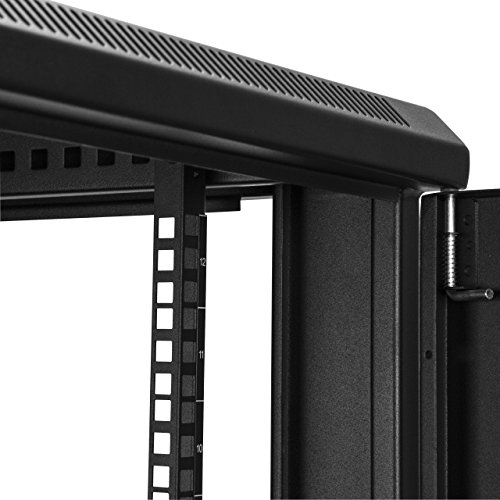 Image of StarTech 12U 19in Enclosed 4-Post Server Cabinet, 29in Deep, 992lb /450kg | EIA-310 compliant, Casters and leveling feet, 1U fixed shelf, 27.8in high, 75cm mount depth, 10ft tie