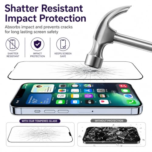 Image of Tempered glass for iPhone 13 | Screen Protector Full HD Quality Tempered Glass Anti-Scratch Edge to Edge Coverage For Easy Installation (iPhone 13)