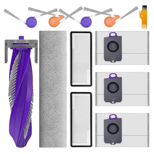 12-teiliges Staubsauger-Ersatzteil-Set für Narwal Flow selbstentleerenden Saugroboter, 1 Hauptbürste, 4 Seitenbürsten, 2 Filter, 1 Rollmopp, 3 Staubbeutel, 1 Reinigungsbürste
