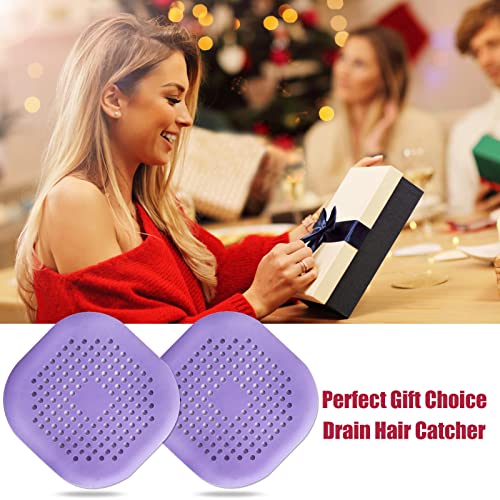 Hair Drain Catcher,Square Drain Cover for Shower Silicone Hair Stopper with Suction Cup,Easy to Install Suit for Bathroom,Bathtub,Kitchen 2 Pack (Purple) - Thumbnail 7