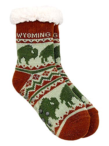 Americaware Wyoming Slipper Socks With Bison Pattern - Kids Size