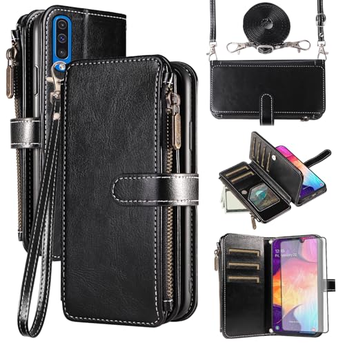 Coque Samsung Galaxy A50 A50S A30S Asuwish avec fermeture éclair et porte-cartes