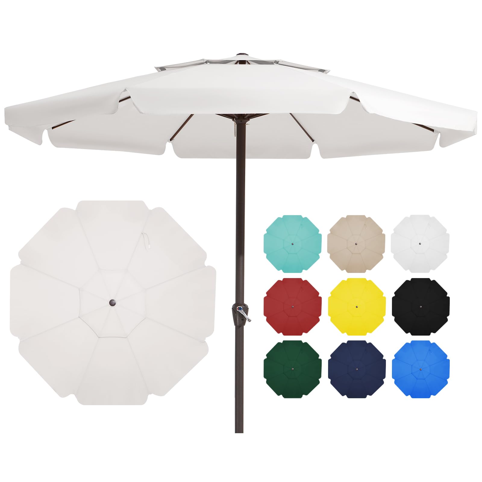 JEAREY 12FT 2-Tiers Patio Umbrellas Outdoor Large Market Umbrella With Crank Lift System No Tilt 8 Sturdy Ribs UV Protection Waterproof Sunproof  White