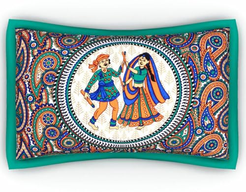 Image of JAIPUR PRINTS 100% Cotton Rajasthani Jaipuri Traditional Floral Queen Size Double Bedsheet with 2 Pillow Covers - Multicolor, 180-200 tc (Green)