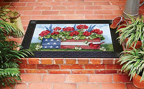 Studio M Matmates Patriotic Planter Box Decorative Floor Mat Indoor Or Outdoor Doormat With Eco-Friendly Recycled Rubber Backing, 18 X 30 Inches #TOP2