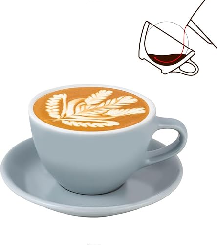 Miniatura 7 de watchget Taza y platillo de porcelana con leche  Taza de cerámica de 9.5 onzas para capuchino, té, latte, café moca, cian