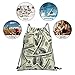 LAKUERVI Drawstring Backpack Bag 100 Dollar Sports Gym Sack Funny Money Pattern Decorative Drawstring Bag String Bag Shopping Sports Yoga Travel Backpack For Men Women Unisex