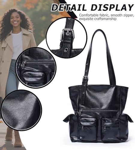 Bolso tote grande de cuero sintético suave myfriday, bandolera tipo satchel con cierre de gancho miniatura 7