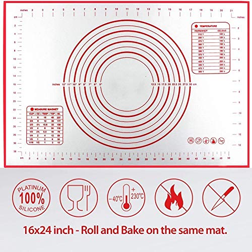 27.5inx19.7in Non-Stick Silicone Baking Mat,Large Baking Pastry Mat,with Dough Scraper and Pastry Brushes - Image 2