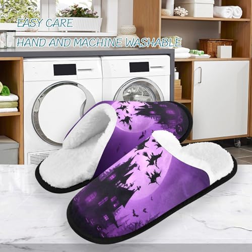 Purple Magic House Halloween Slippers For Women Men Soft Memory Foam Non-Slip Hallowmas Winter Indoor House Shoes Travel Slipper3