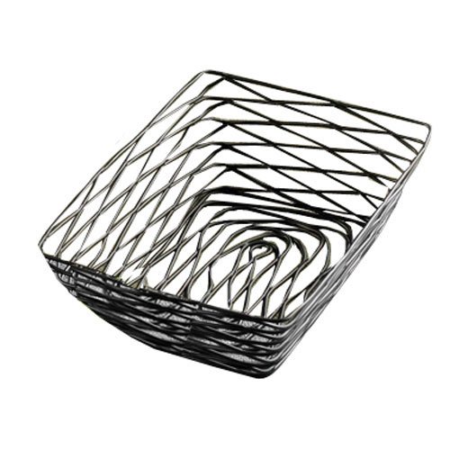 TableCraft BK17209, Rectangular Basket, 9.125" x 6.125" x 2.325", Black Metal, Artisan Collection, Powder Coated for Durability, Versatile Design for Bread, Bagels, Pastries, and Decorative Use