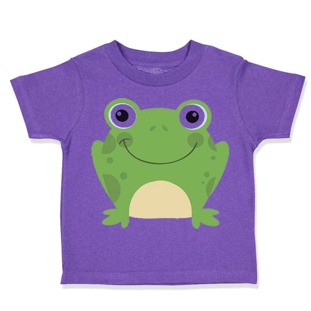 Toddler T-Shirt Reptiles Green Smiling Frog Funny Cotton Reptiles Boy & Girl Clothes Reptile Baby Funny Tee Purple Design Only 3T