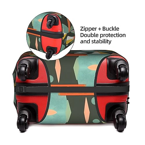 Mid Century Modern Retro With Drop Shapes Print Luggage Cover For Suitcases, Travel Case Protector, Simple & Convenient Installation4