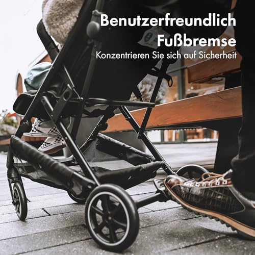 Deryan Easy Reisebuggy - Reise Buggy für Kinder ab Geburt bis 22 kg, mit 3 Liegepositionen, Leicht 6,5 kg & Kompakt, Klein Zusammenklappbar, UPF 50+, Schultergurt, Korb bis 3 kg (Taupe)
