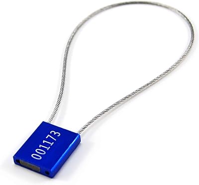 Pull Tight Numbered Steel Metal Security Cable Seals Alumium Body Anti-Tamper Shipping Self-Locking Tags for Container, Cargo, Trailer, Vans, Oil Tank Truck ISO 17712 Standard Pack of 50, Blue
