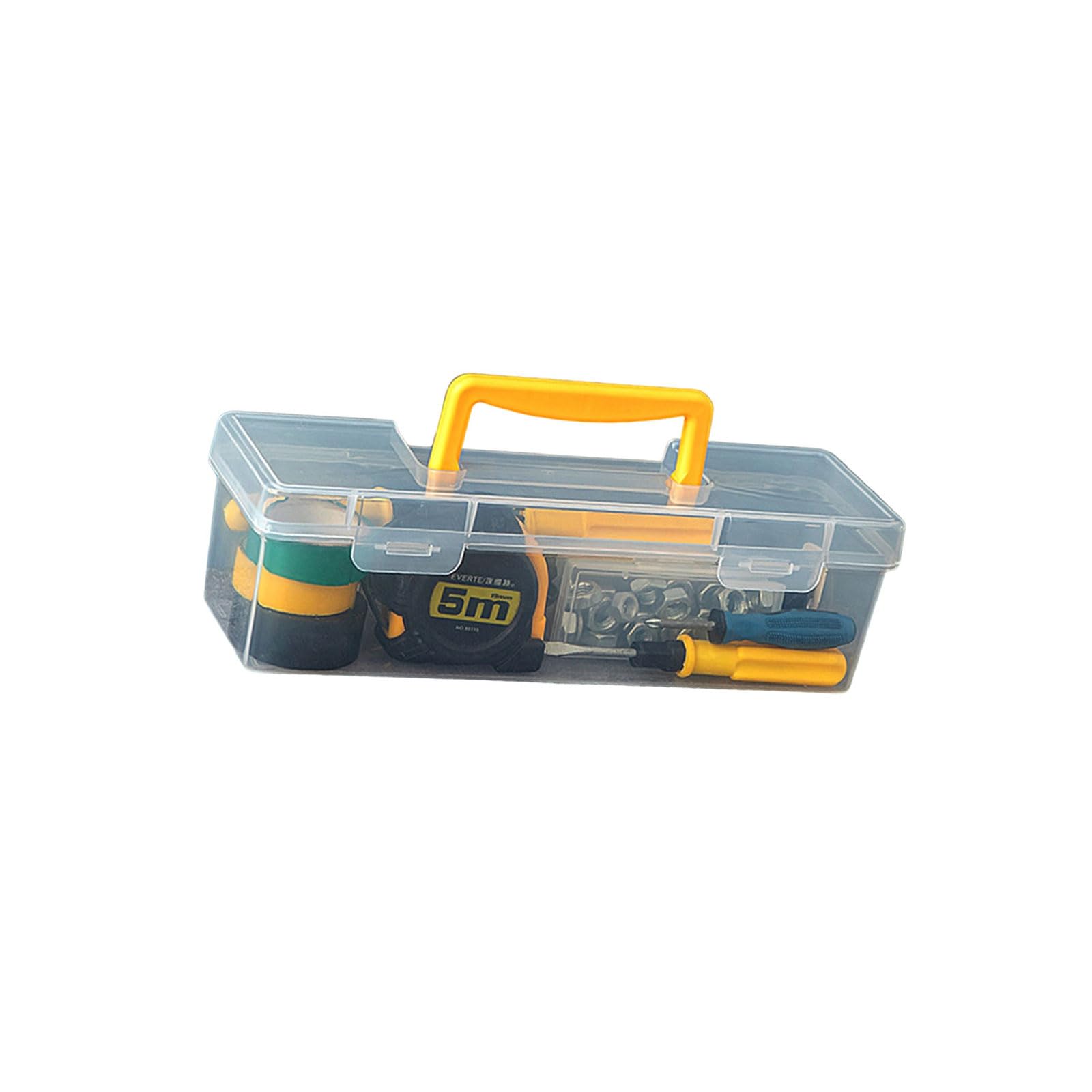 Mekalero Transparency Tool Organiser Box with Sturdy Handle for Hardware Storage Multipurpose Handheld Toolbox with Lid Tool Storage for Nails and Screws