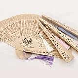 Abanicos de madera de sándalo personalizados de cumpleaños con borlas, abanicos de madera personalizados para quinceañera (10 unidades)