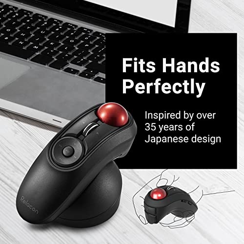 Elecom Relacon Handheld Trackball Mouse, Thumb Control, Left Right Handed Mice, Bluetooth, 10-Button Function, Ergonomic Design, Optical Gaming Sensor, Smooth Red Ball, Windows11, Macos (M-Rt1Brxbk) #TOP4