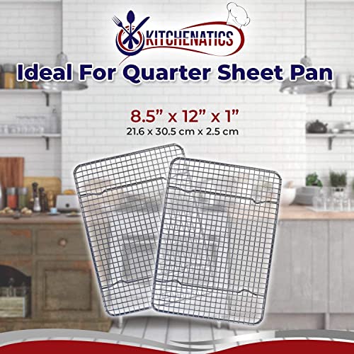 Quarter Sheet Cooling Rack - Stainless Steel Wire Rack For Cooking And Baking - Heavy-Duty Oven Rack, Grill Rack, Oven-Safe Baking Rack, Cookie Rack Fits 1/4 Quarter Sheet Pan - 8.5X12 Inch (Small) #TOP4